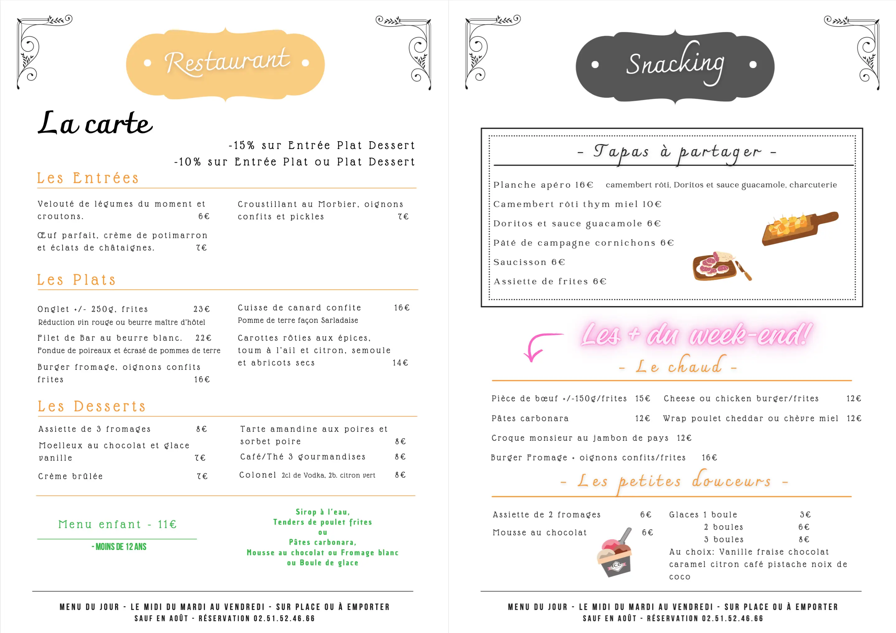 carte menu hiver auberge artistes